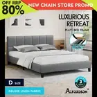 ALFORDSON Bed Frame Double Size Wooden Platform Mattress Base Fabric Grey