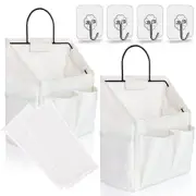 2pcs Small Wall Hanging Organizer Bag, Linen Fabric Door White-small (2 Pcs)
