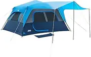 [DMH OUTDOORS] Camping Tent, Instant Cabin Tents for Camping, 8-Person Family Tent, Easy Setup in 60 Seconds with Porch, Large Waterproof Tents for Outdoor Camping, 5 Mesh Windows, Upgraded Ventilation