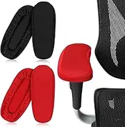 TEHAUX Office Chair Armrest Covers - 28x8cm Elastic Computer Arm Rest Sleeves - 1 Pair Red + 1 Pair Black - Polyester No Sponge Universal Fit for Desk Computer Chairs