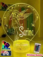 FAIRY PRINCESS Personalised 3D LED Night Light Colour Changing Room Lamp