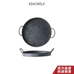 KEMORELA 歐式複古圓形鐵板 帶把手金屬復古麵包托盤 家居裝飾花園餐廳餐桌 高顔值攝影複古餐具