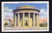 1938 Atlantic City, New Jersey -- World War Memorial -- Gold Monument- POSTCARD