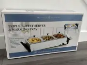 Bella Cucina 13337 Small Triple Buffet Server and Warming Tray Brand New