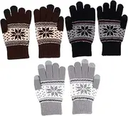[SAFIGLE] Long-lasting Material Touch Screen Gloves Pairs Winter Warm Full Finger Gloves Snowflake Design