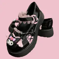 在飛比找蝦皮購物優惠-Lolita鞋 庫洛米小皮鞋 日系jk鬆糕鞋 可愛厚底鬆糕鞋