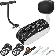 Kids Bike Seat Child Bike Rear Seat Bike Back Seat with Backrest Child Bicycle Rear Seat Bicycle Rear Seat Cushion Safety Armrest Handrail Feet Pedals Kids Bike Seat Carrier for Over 5 Years Old