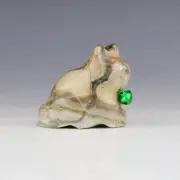 NATIVE AMERICAN ZUNI PICASSO MARBLE CAT FETISH BY LELAND BOONE & DAPHNE QUAM