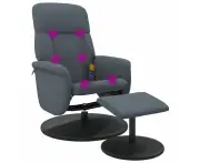 vidaXL Massage Recliner Chair with Footstool Dark Grey Velvet