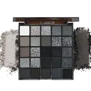 25 Colors Black Grey Smokey Eyeshadow Palette, Matte Black White Gray
