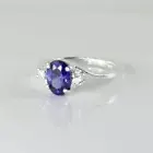 2.40Ct Oval Cut Blue Tanzanite Stone Engagement Ring In 935 Silver Lab Created