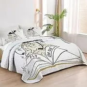 Allenjoy Twin Size Dragon Quilt Bedspreads Winged Guardians Bed Set Bedding Coverlet Fabric Washable with 1 Pillow Sham SC00003-007