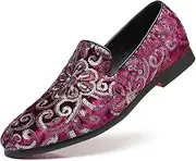 [XOEKD] Mens Fashion Embroidered Sequins Dress Loafers Luxury Slip-on Velvet Smoking Slippers Plus Size Party Dancing Wedding Business Shoes