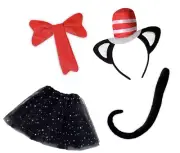 Dr Seuss Cat in the Hat Kids Girls Costume Book Week Tutu Hat Tie Tail