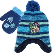 [Disney] Toy Story Buzz Lightyear Toddler Winter Hat and Snow Gloves for Boys 2 Pc. Set, Soft Mittens with Warm Pom-Pom Beanie