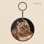 EMJOUR 雙面刺繡吊飾 - 美國惡霸犬 | 惡霸犬 比特犬 美國惡霸 寵物 紀念品 禮物 狗 鑰匙圈  包包配件