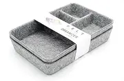 Welaxy Junk Drawer Organizer bin 4 Compartments Office Organizers Bins Felt Trays Drawers 2 dividers Multi-Purpose Storage (Grayx2)