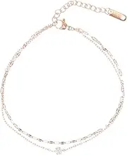Yardenfun Fashionable Anklet Titanium Steel Heart Chain Anklet Women's Foot Jewelry Easy Adjustable Anklet Present for Girls