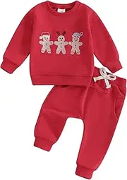 [Geagodelia] Christmas Toddlers Baby Boy Fall Letter Print Outfit Long Sleeve Pullover Top Jumper Joggers Sweatshirt Pocket Trousers Clothes Set