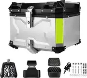 Motorcycle Back top Box case Motorcycle Helmet Box CNC Aluminum Top Tail Rear Luggage Storage Tool Cases Lock Trunk Fit for BMW R1200GS(55L Silver)