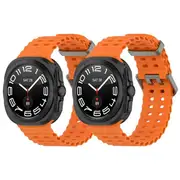 For Samsung Galaxy Watch Ultra 47mm Silicon Sports Wristband (Orange + Orange)