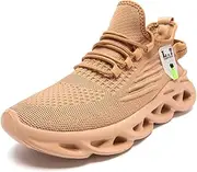 [ZDFQLGV] Men's Running Shoes Trainers Sports Shoes Walking Shoes Breathable Rubber Soles Spiral Base Fitness Jogging Shoe, Brown, 13 AU