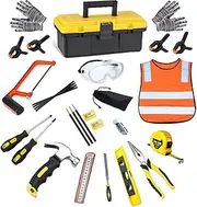 QeeHeng Kids Real Tools Set,Woodworking Tool Set,30 PCS Builder Children Real Hand Tools Kit Construction Learning,Home DIY Play for Boys & Girls Beginner Learning Gift,Come with Tool Box