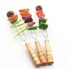 10pcs 2 Prong BBQ Skewers Reusable Grilled Fork Barbecue Stick Camping