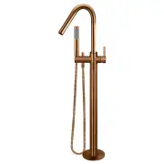 Round Freestanding Bath Spout &amp; Hand Shower, Lustre Bronze