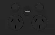 Clipsal Saturn ZEN Double Powerpoint with USB Charger Black