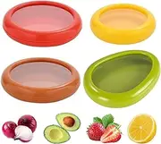 Avocado Saver and Onion Storage, 4 Pcs Silicone Fruit and Vegetable Containers Box, Reusable Fresh Pods Food Storage For Fridge, Keep Fresh Stretch Pods for Lemon Tomato Apple, Seal Food Keepers