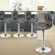[ALFORDSON] Bar Stool 4Pcs Adjustable Kitchen Stools Luna Swivel Counter Barstools Dining Chair in 54-75cm Seat Height for Home Bar Dining Room (Grey)