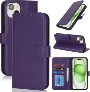 for iPhone 14 Plus 15 Plus Case Leather Wallet with Card Holders Money Slots