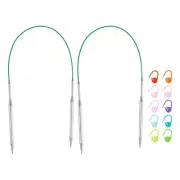2pcs Knitting Needles Size US 9 Stainless Steel 16" Circular Needle with Markers