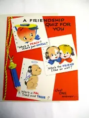 Vintage UNUSED ANTHROPOMORPHIC 50's Greeting Card Friendship Card