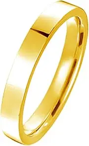 [Gemini] Flat Court 18K Gold Filled Anniversary Wedding Titanium Ring 4mm 6mm Valentine's Day Gift