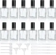 YU FENG 12pcs Clear Refillable Perfume Bottle 15ml Portable Square Empty Glass Perfume Atomizer Bottle For Travel