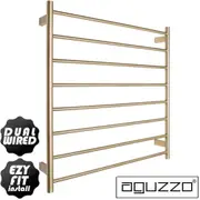 AGUZZO EZY FIT Heated Towel Rail - Round Tube - Dual Wired - (W900mm x H920mm) - Brushed Brass