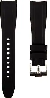[Strapseeker] Curved End Soft Silicone Sports Rubber Watch Bands- Compatible with Omega Swatch Moonwatch, Omega Speedmaster, Rolex Submariner, Seiko SKX Dive Watches- 18mm,19mm,20mm,21mm,22mm - Curve Replacement Watch Straps for Men & Women