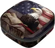 Period Bag,Sanitary Napkin Storage Bag,Bird American Flag Eagle,Tampon Holder for Purse