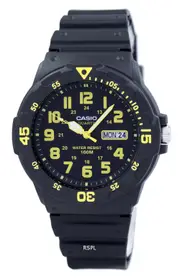 Casio Quartz Dual Time Analog Black Dial Day/Date MRW-200H-9BVDF 100M Mens Watch