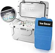 [Titan PRO] High Performance Ice Chest - 55 Quart Capacity - Hard Cooler with Interior LED Light, Dry Bin, Ice Saver Performance Booster and Microban Protection - Arctic White