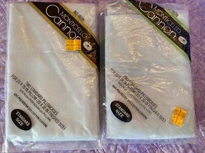 Set of 4 Pillowcases! Vintage Cannon Monticello Powder Blue Solid Standard Size