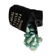 25Pcs Rune Stones Polished Energy Engraved Symbol Decors Green