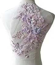 Blossom 3D Flower Applique, Beaded Sequins Flower LACE Patch Bridal Wedding Dress Embossed Beading Embroidery lace Appliques Motif Sewing Craft