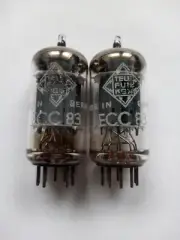 Balanced Pair ECC83 / 12AX7 Telefunken Smooth Plate, Diamond Bottom