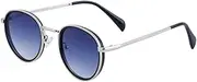 [JRLLFD] Men's Round Sunglasses Steam Punk Style Gradient Metal Glasses Outdoor Driving and Cycling Sunnies