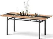 Giantex 180 cm Dining Table for 6-8 People, 180 cm Long Large Wood Dinner Table w/Heavy-Duty Metal Frame, Storage Rack, Industrial Rectangular Dinette Table