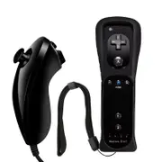 Remote Controller for Wii, Wii Remote and Nunchuck Controllers with Silicon Case and Strap for Wii and Wii U (Black)