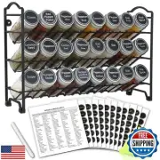 SWOMMOLY 3 Tier Spice Rack Organizer with 24 Empty Round Spice Jars, 396 Spic